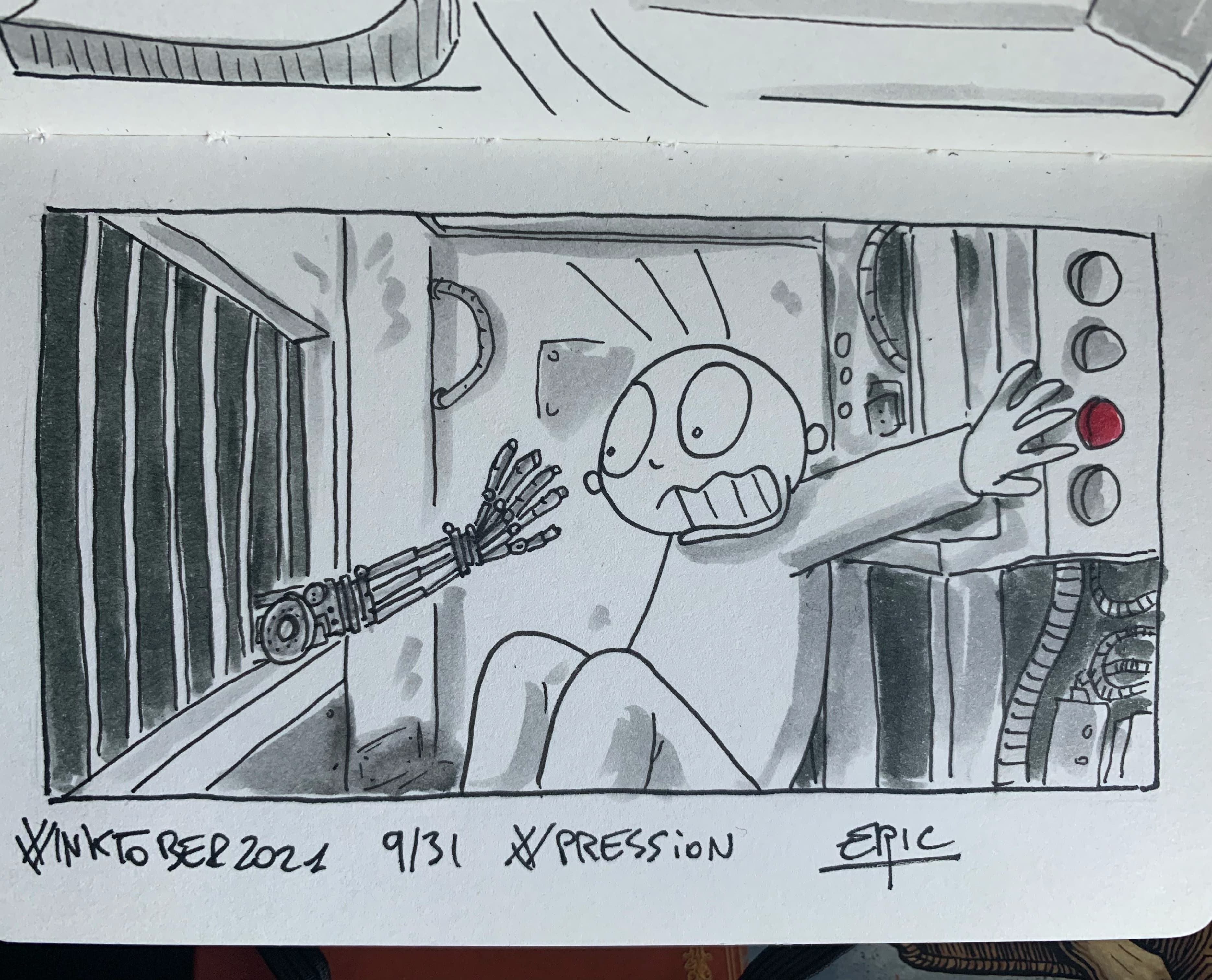 Inktober 2021 · Jour 9 — Pression · Terminator