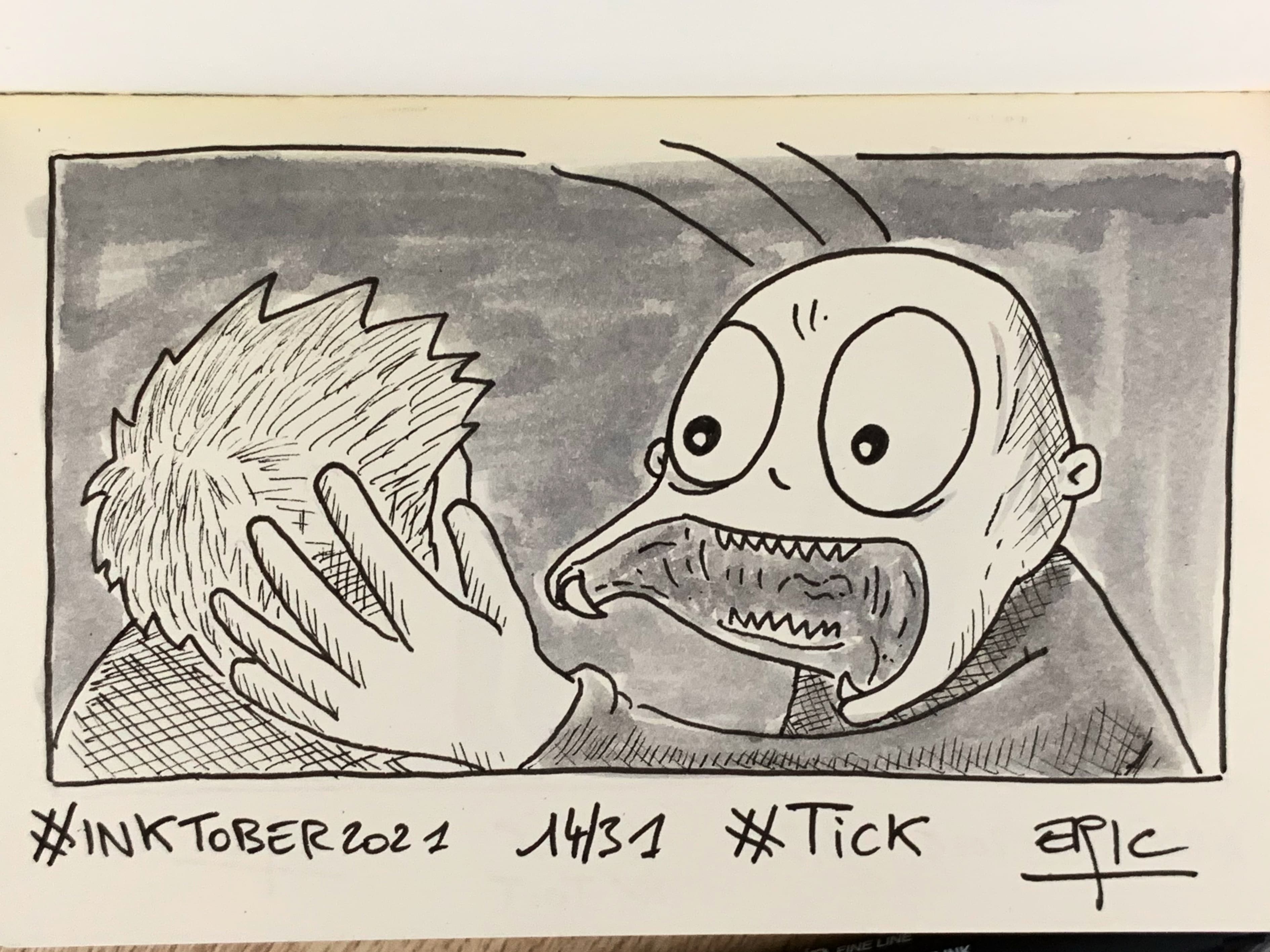 Inktober 2021 · Jour 14 — Cocher (Tick) · Blade