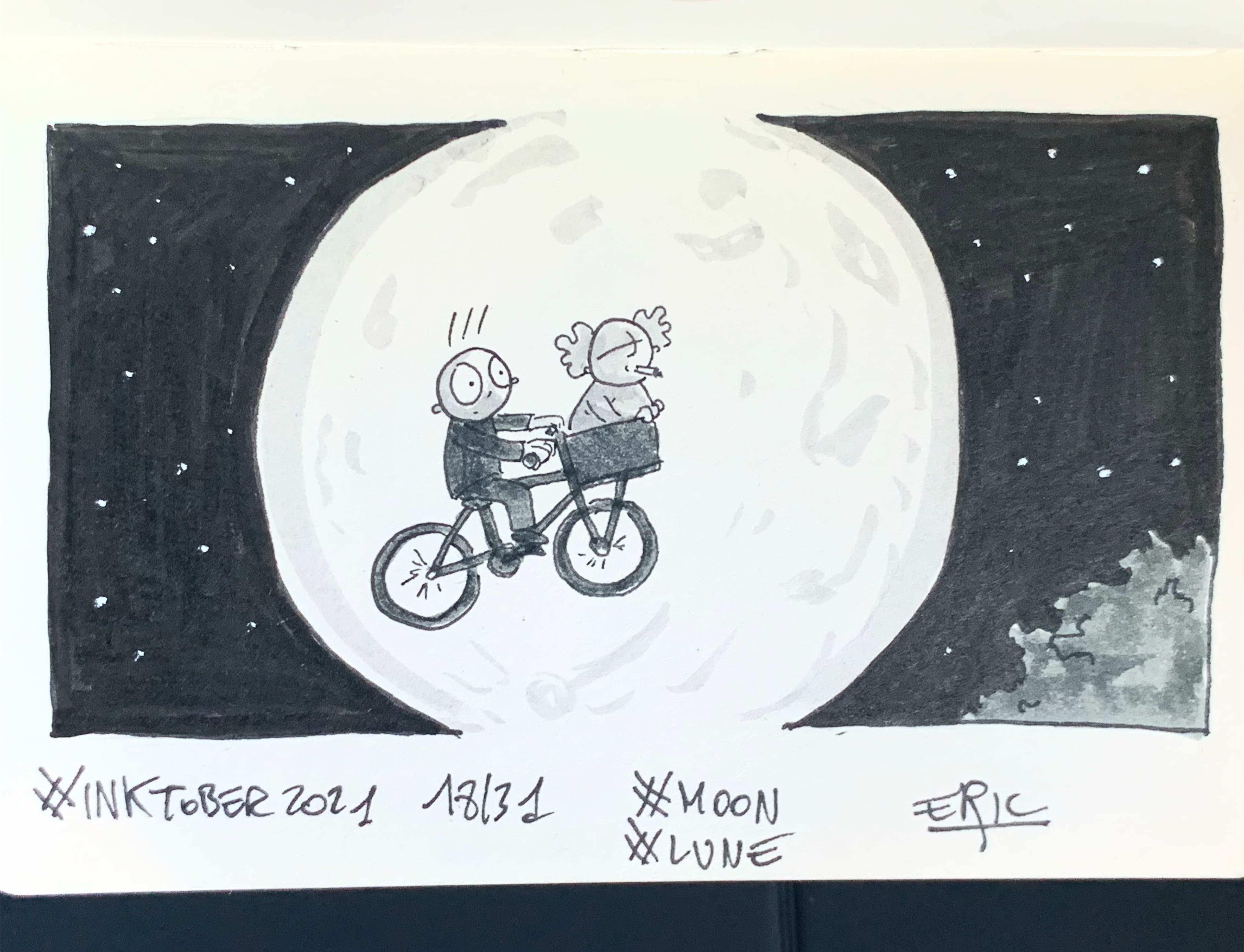 Inktober 2021 · Jour 18 — Lune · E.T.