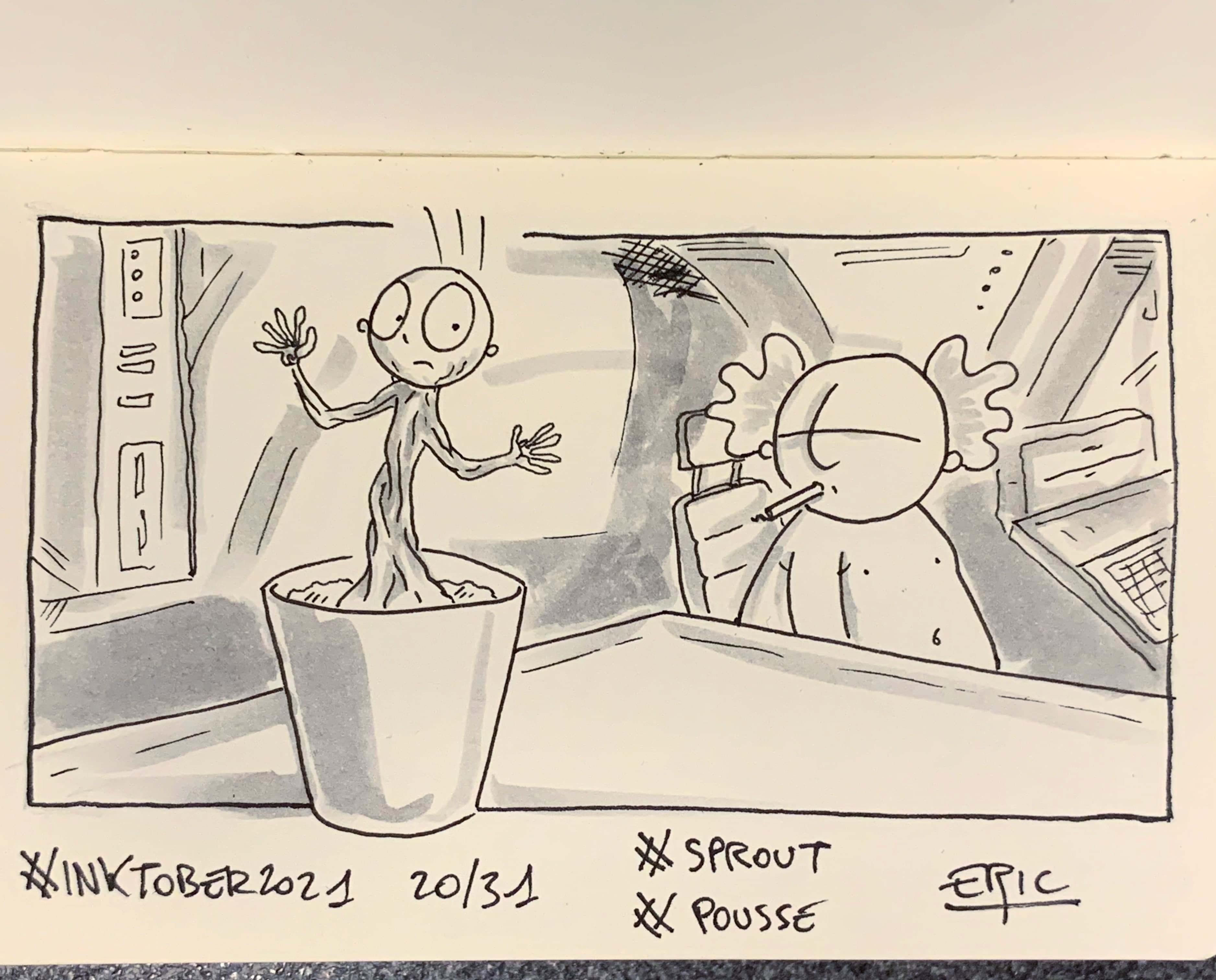Inktober 2021 · Jour 20 — Pousse · Les Gardiens de la Galaxie