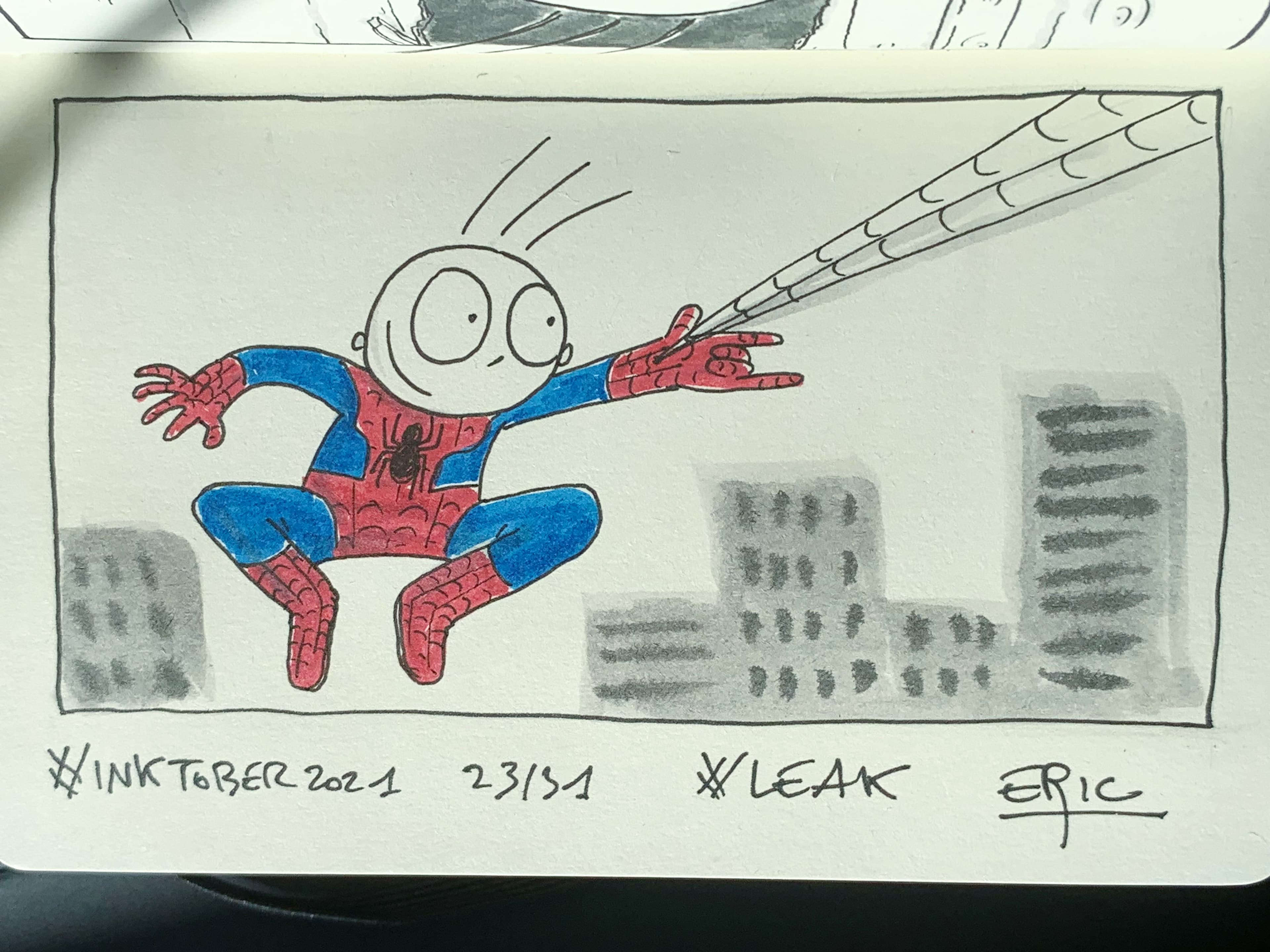Inktober 2021 · Jour 23 — Fuir (Leak) · Spider-Man