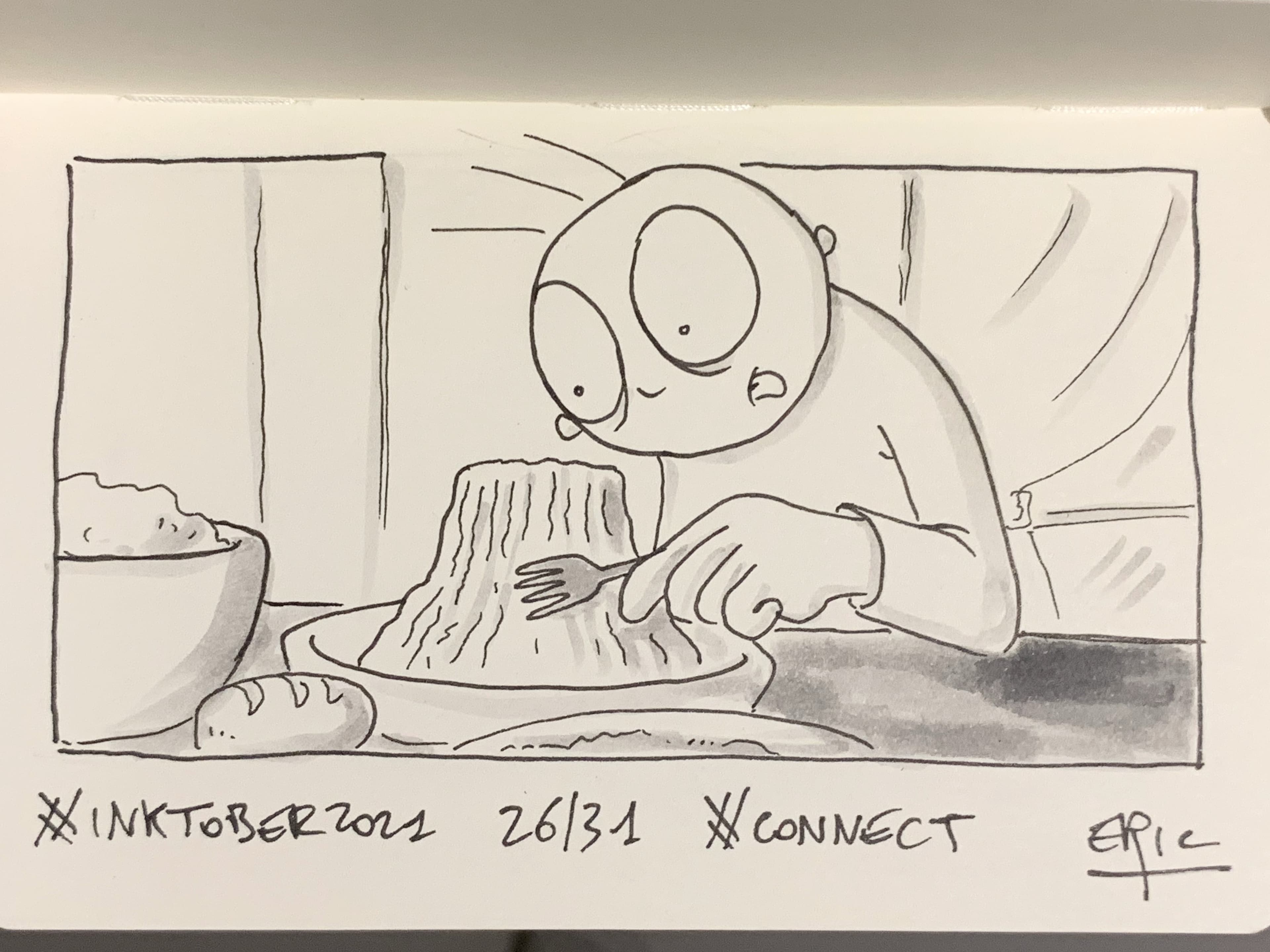 Inktober 2021 · Jour 26 — Relier · Rencontre du troisième type