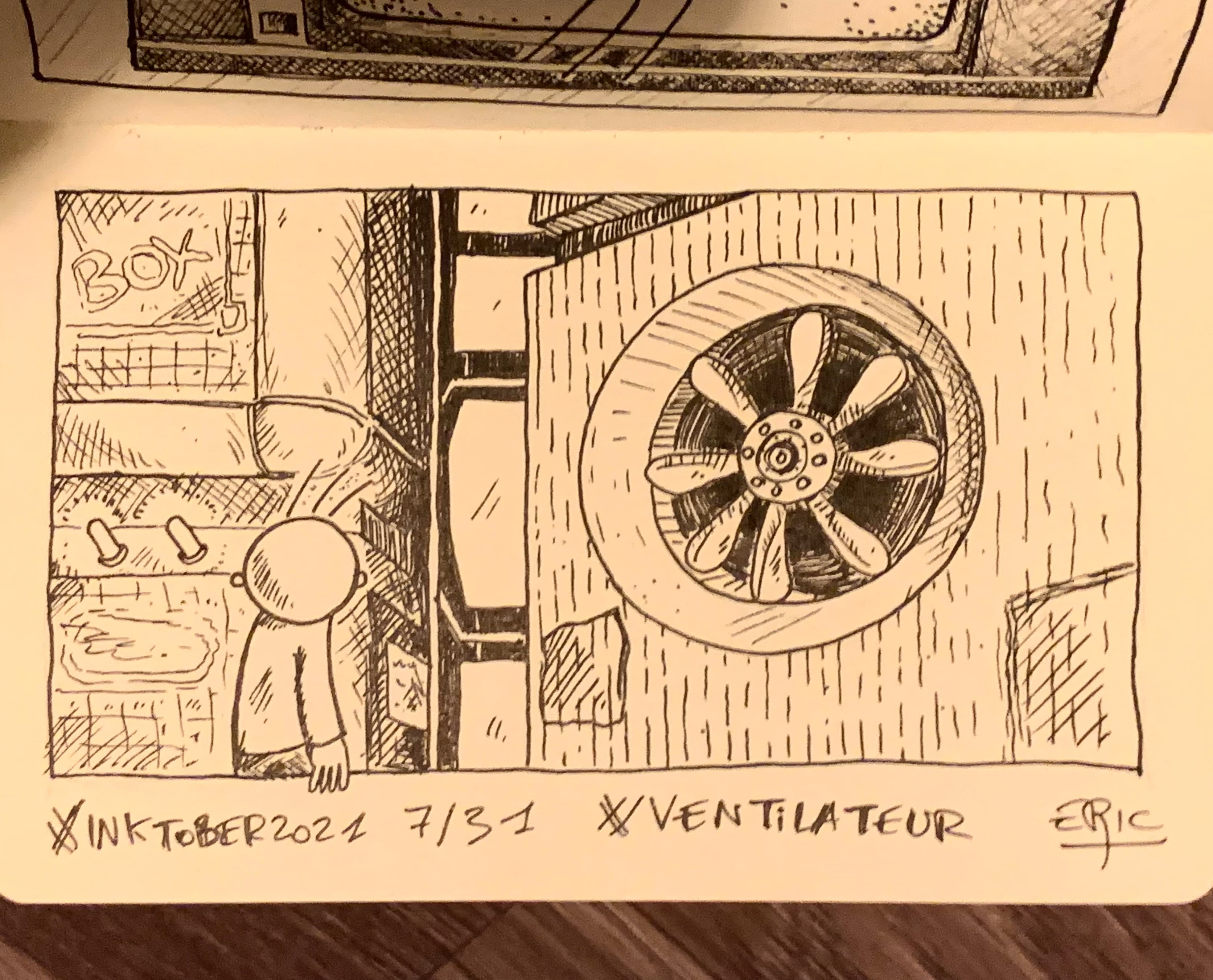 Inktober 2021 · Jour 7 — Ventilateur · Total Recall