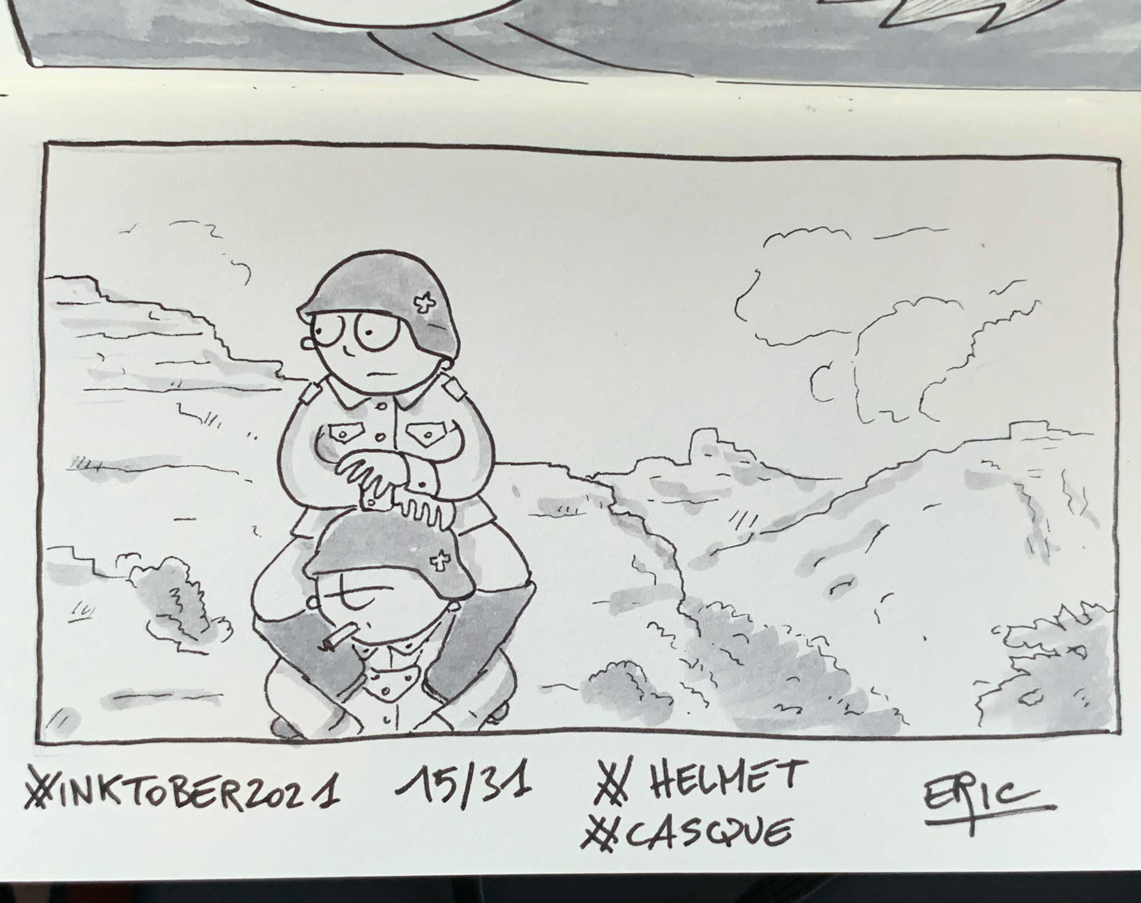 Inktober 2021 — Casque (La Grande Vadrouille)