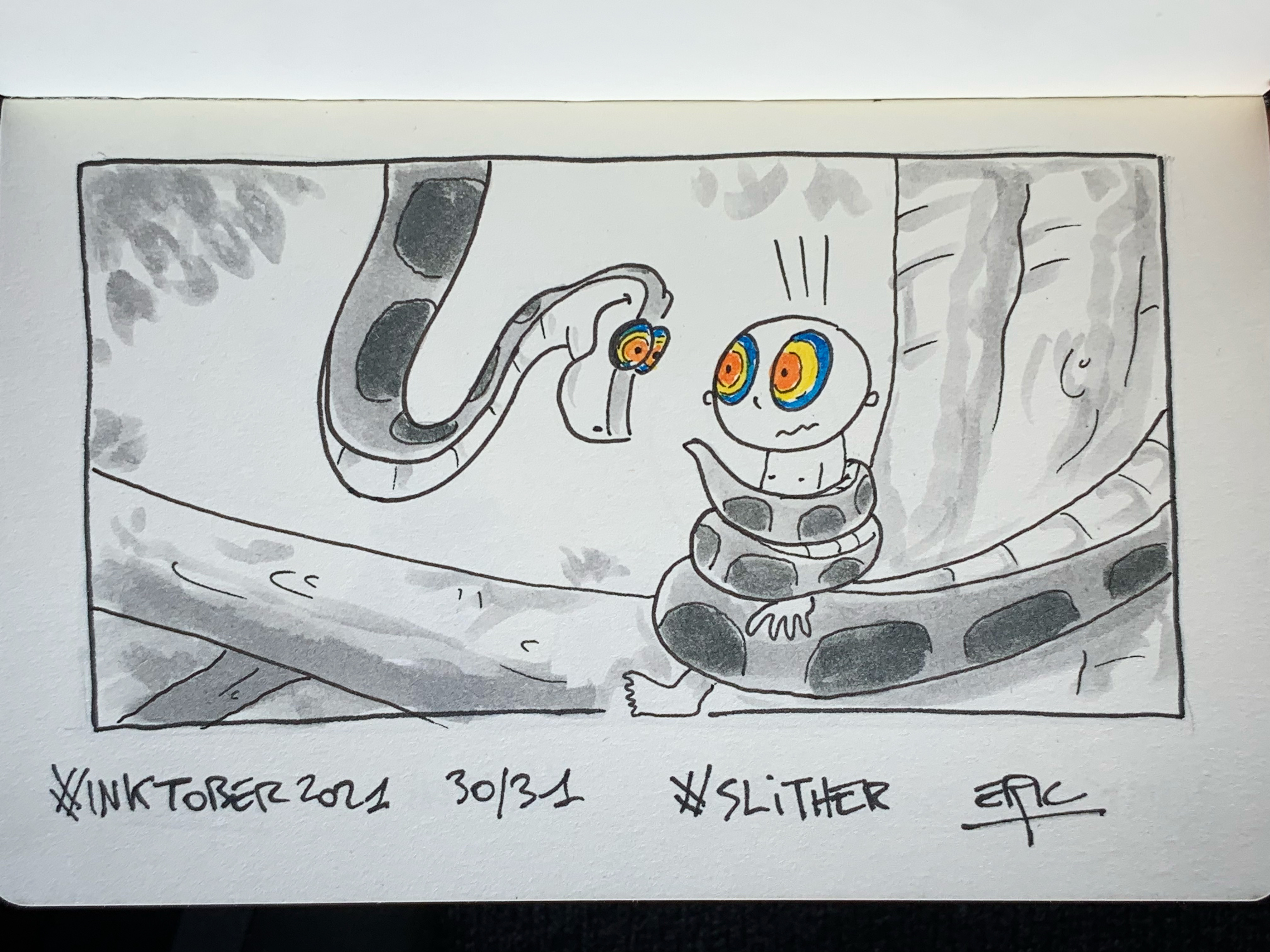 Inktober 2021 — Glisser (Le Livre de la jungle)